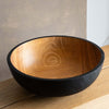 Hand Carved Extra Large Wooden Bowl. Half Charred