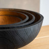 Hand Carved Extra Large Wooden Bowl. Half Charred