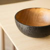 Hand Carved Large Half Charred Wooden Bowl