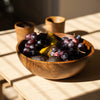 Hand-Carved Large Walnut Wood Bowl