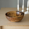 Hand Carved Walnut Wood Nesting Bowl Set
