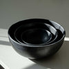Stoneware Black Matte Salad Serving Bowl