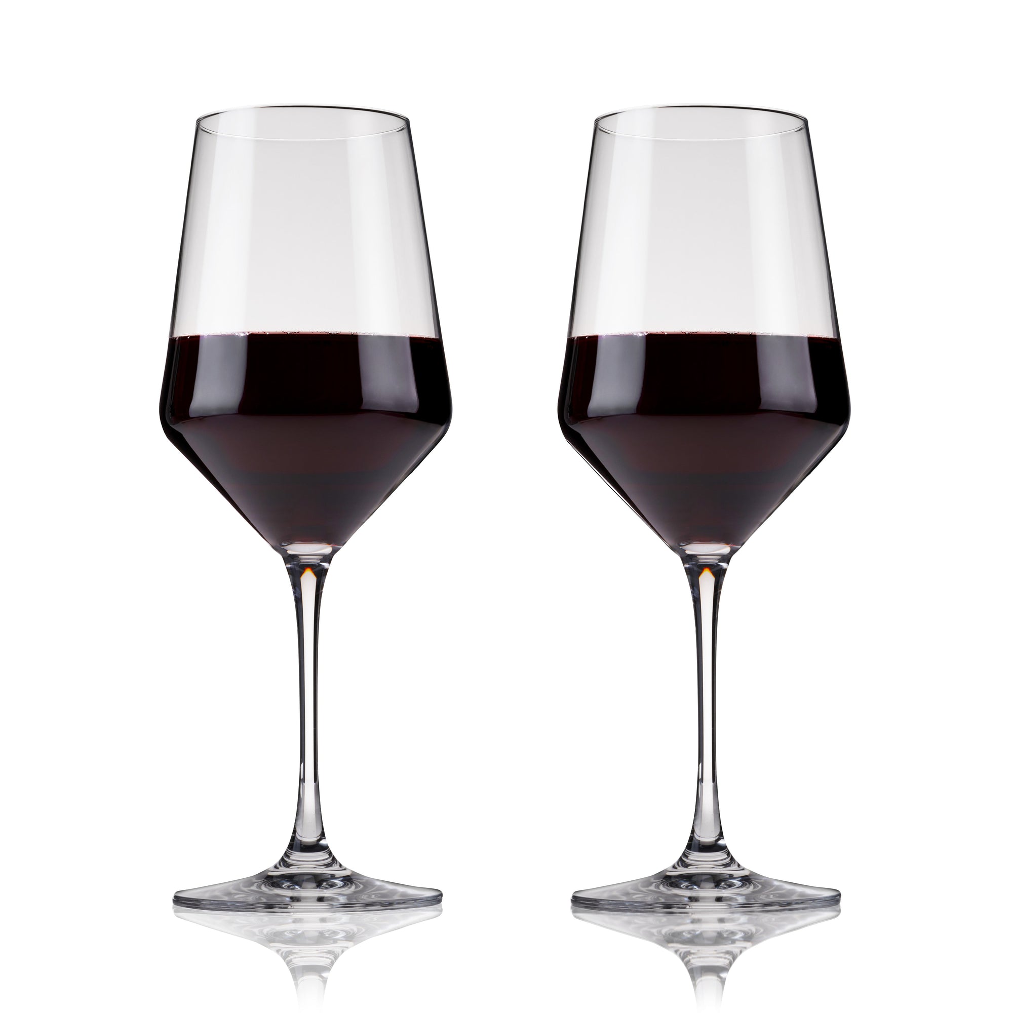 Raye Angled Crystal Bordeaux Glasses Set of 2